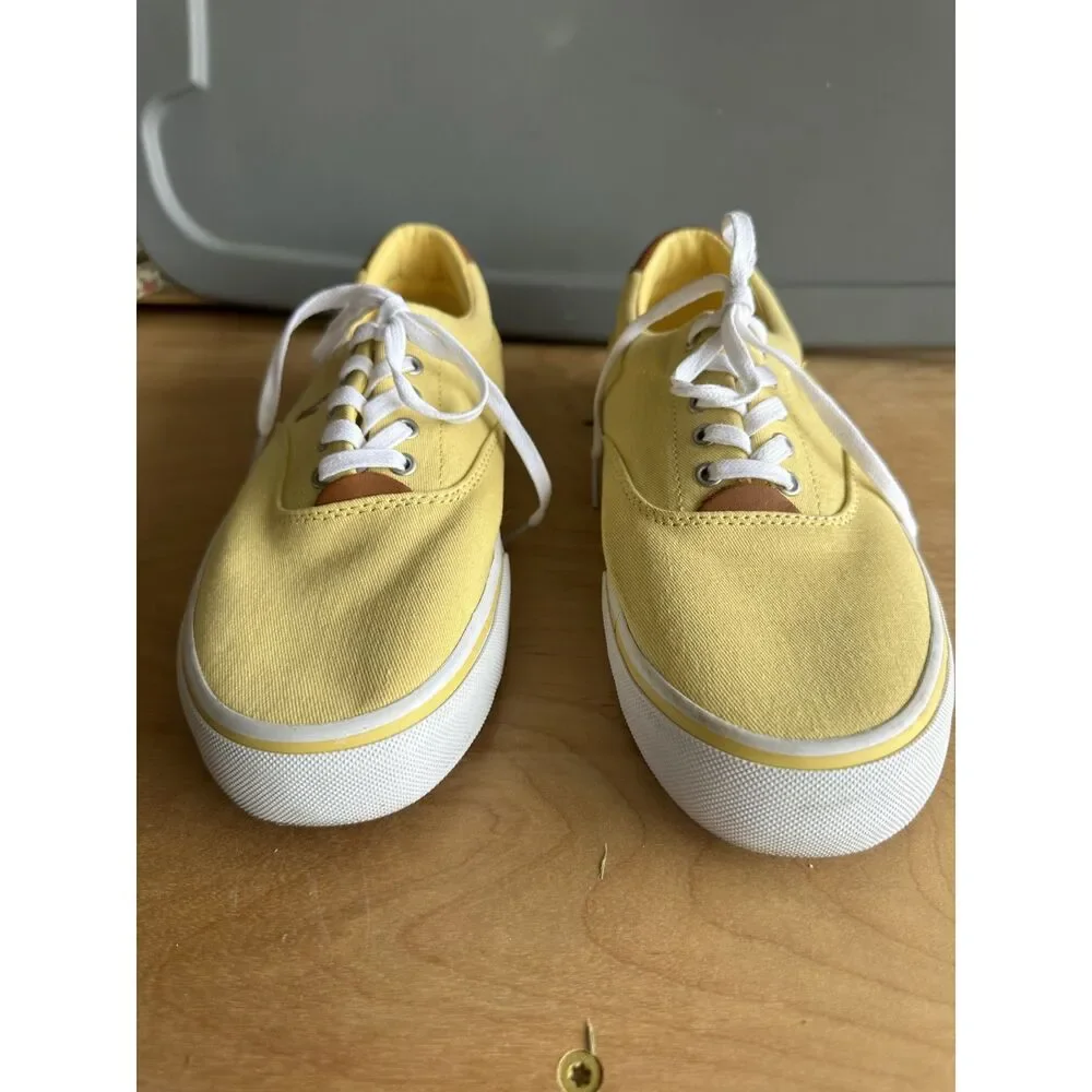 Polo Ralph Lauren Thorton Men’s 9.5D Yellow Washed Twill Canvas Sneakers